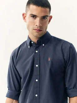 Next Navy Blue Regular Fit Long Sleeve Oxford Shirt^ Occasionwear|Shirts