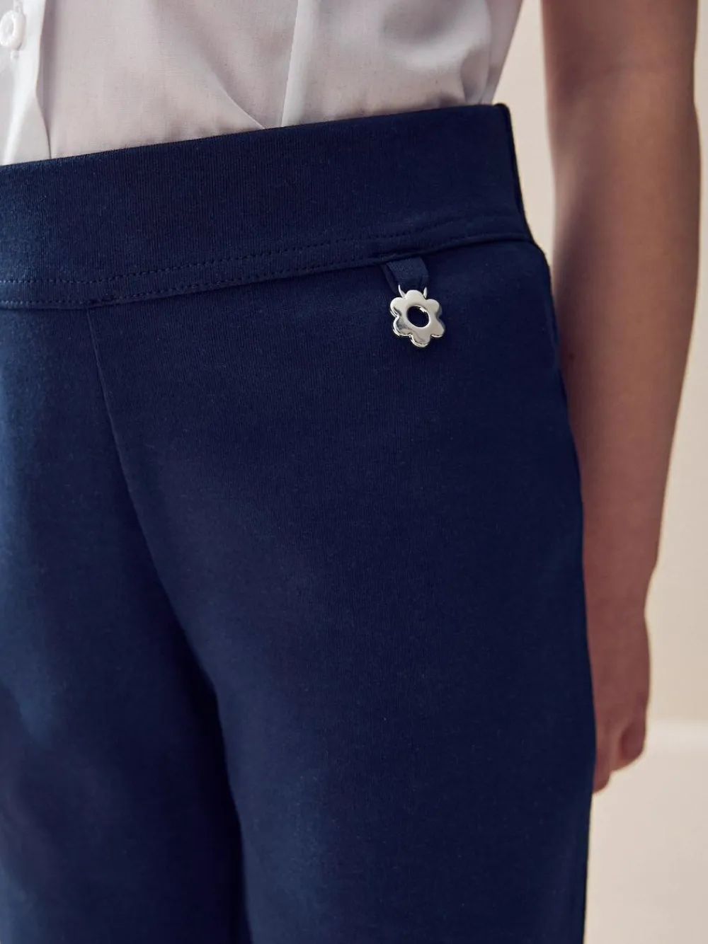 Discount Next Regular Length Pull-On Cotton Rich Stretch Boot Cut School Trousers (3-16yrs) Navy Blue