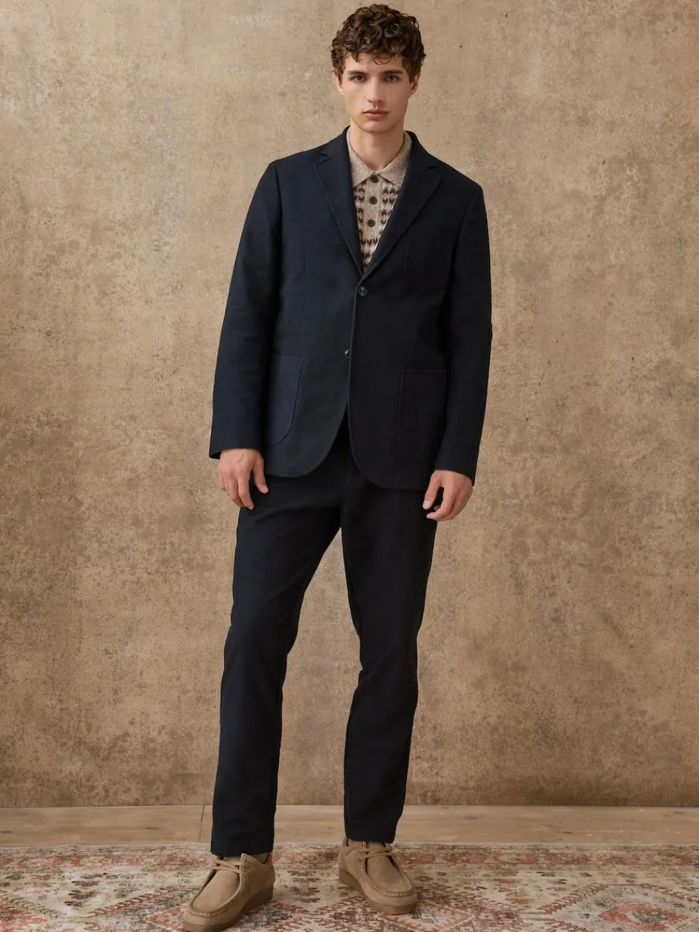 Clearance Next Relaxed Fit Cotton Suit Jacket Navy Blue