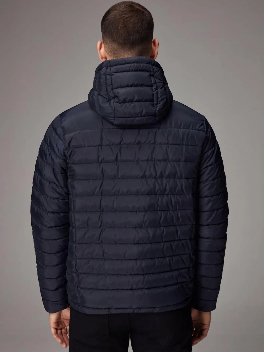 Discount Next Shower Resistant Lightweight Hooded Puffer Coat Jacket Navy Blue