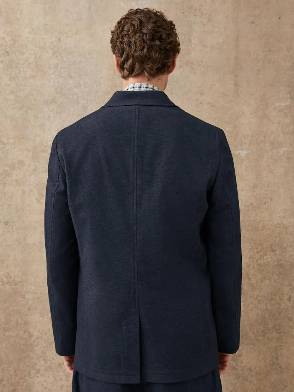 Next Navy Blue Slim Fit Cotton Blend Texture Suit Jacket^ Blue Suits