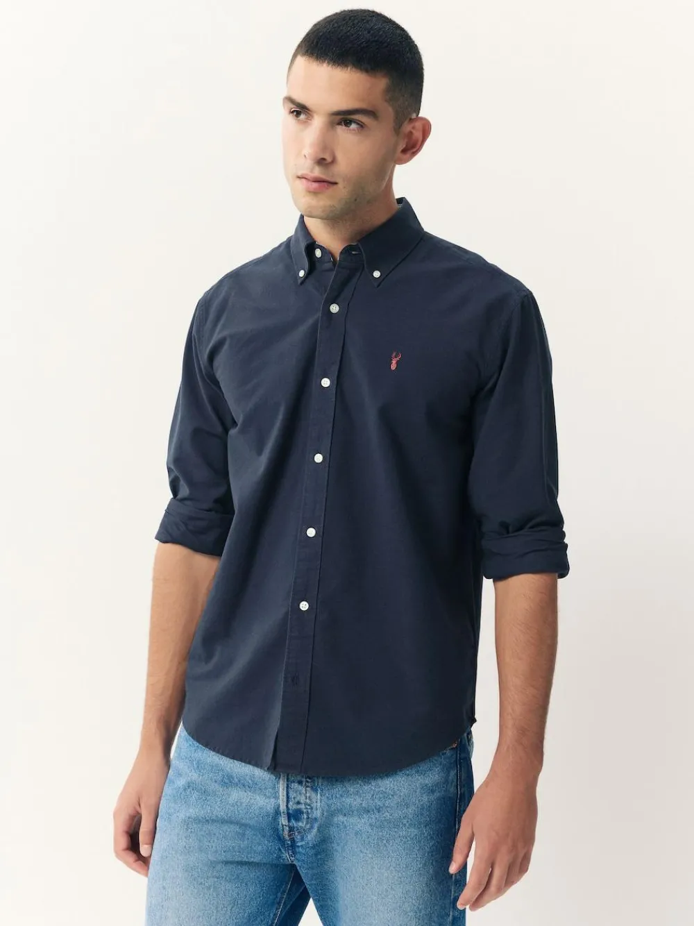 Clearance Next Navy Blue Slim Fit Long Sleeve Oxford Shirt