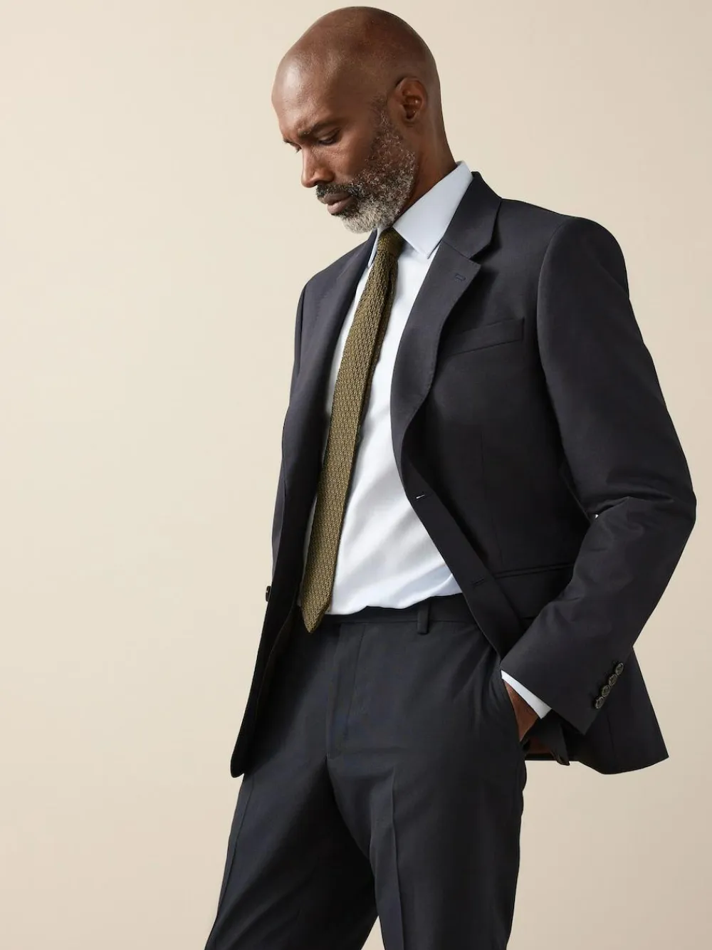 Outlet Next Slim Fit Signature Nova Fides 100% Italian Wool Suit Jacket Navy Blue