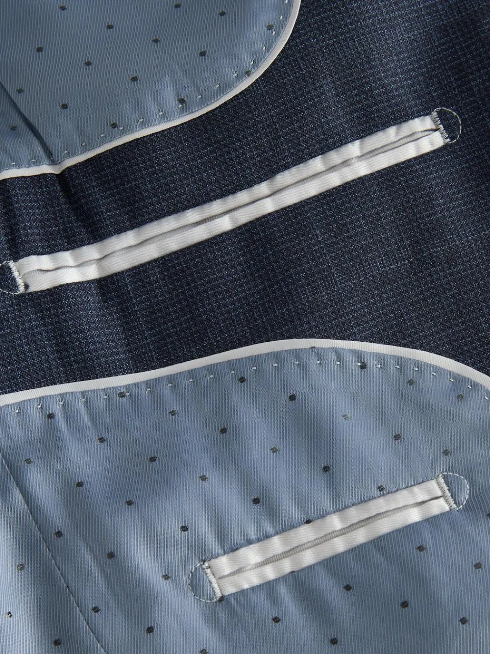 New Next Navy Blue Slim Fit Slim Fit Signature Marzotto 100% Italian Wool Check Suit Jacket
