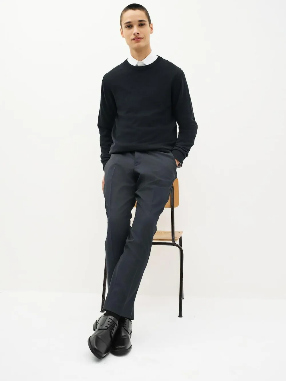 New Next Navy Blue Slim Fit Stretch Smart Trousers
