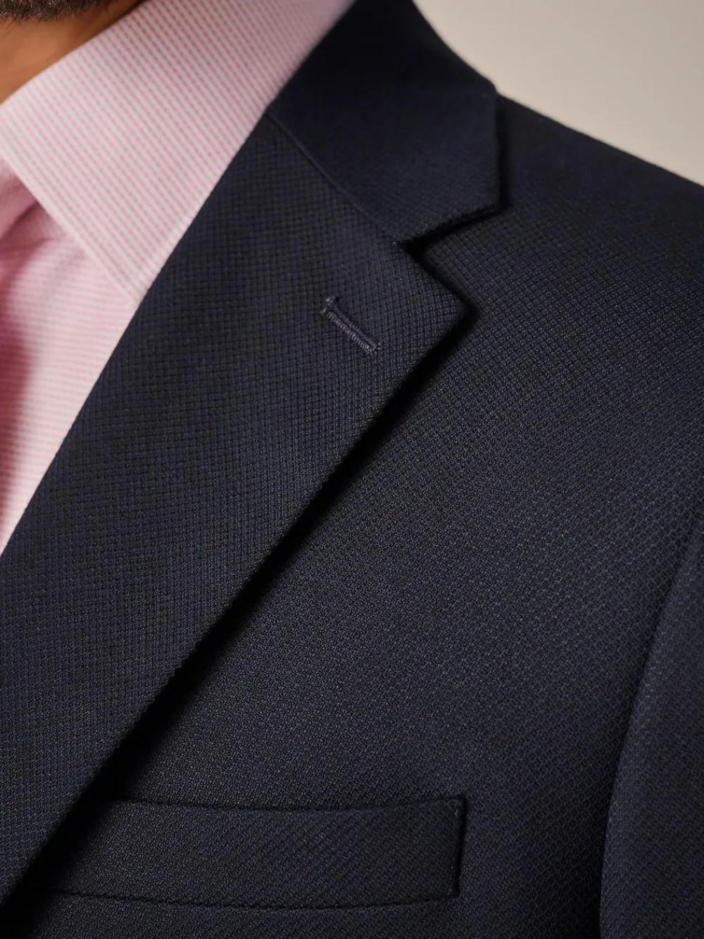 Sale Next Navy Blue Slim Fit Textured Suit Jacket
