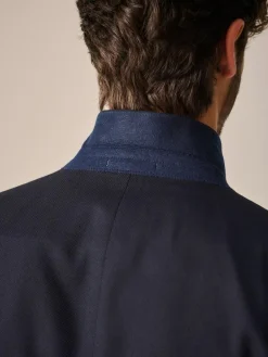 Sale Next Navy Blue Slim Fit Textured Suit Jacket