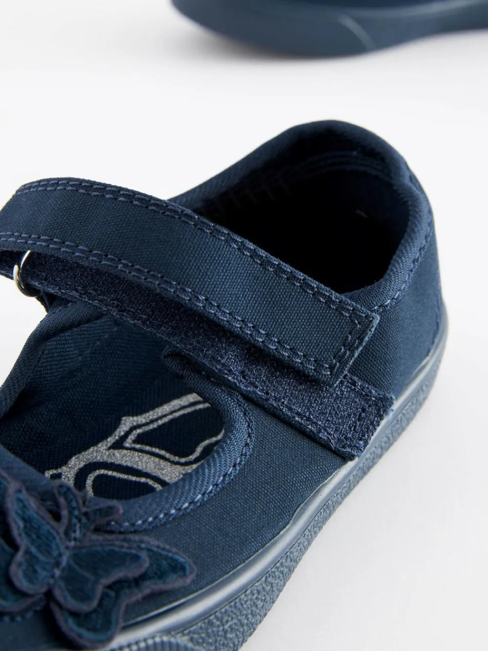 Next Standard Fit (F) Butterfly Embroidered School Plimsoll Shoes^ Shoes