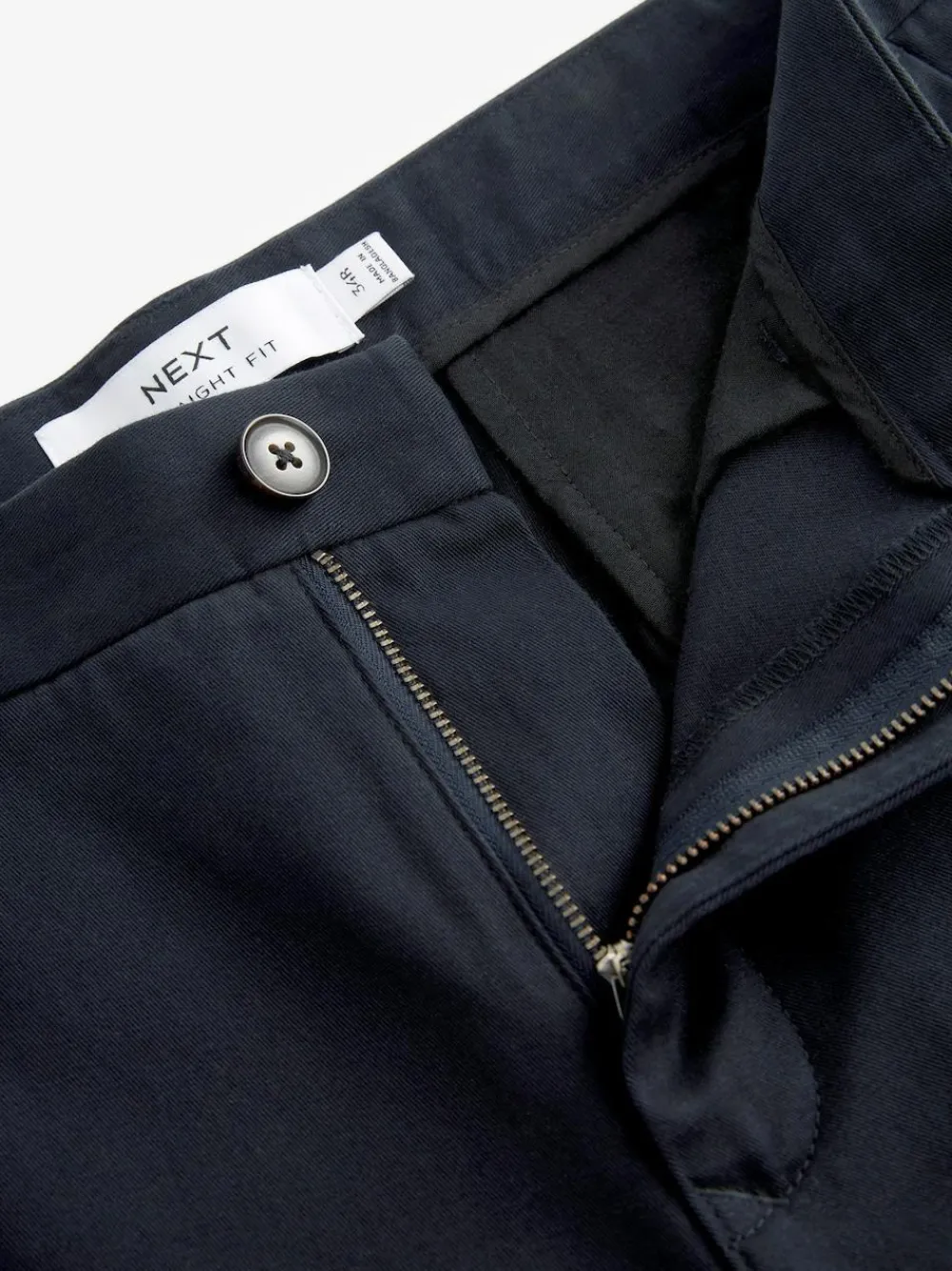 Online Next Straight Fit 100% Cotton Chino Trousers Navy Blue