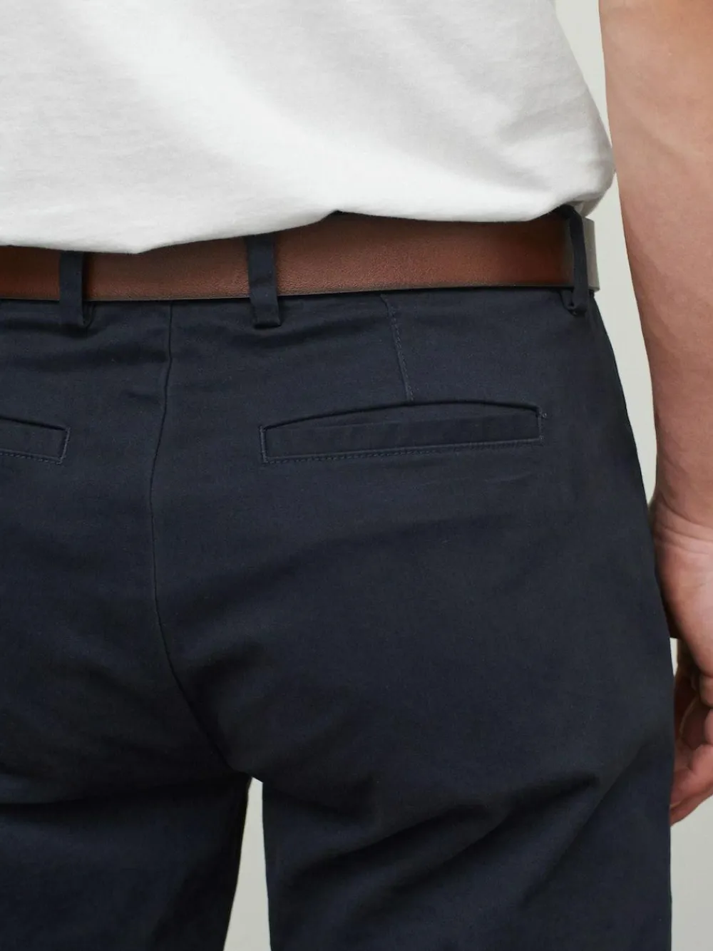 Next Straight Fit Belted Soft Touch Chino Trousers^ Pants & Chinos