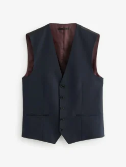 Next Navy Blue Textured Suit Waistcoat^ Vests