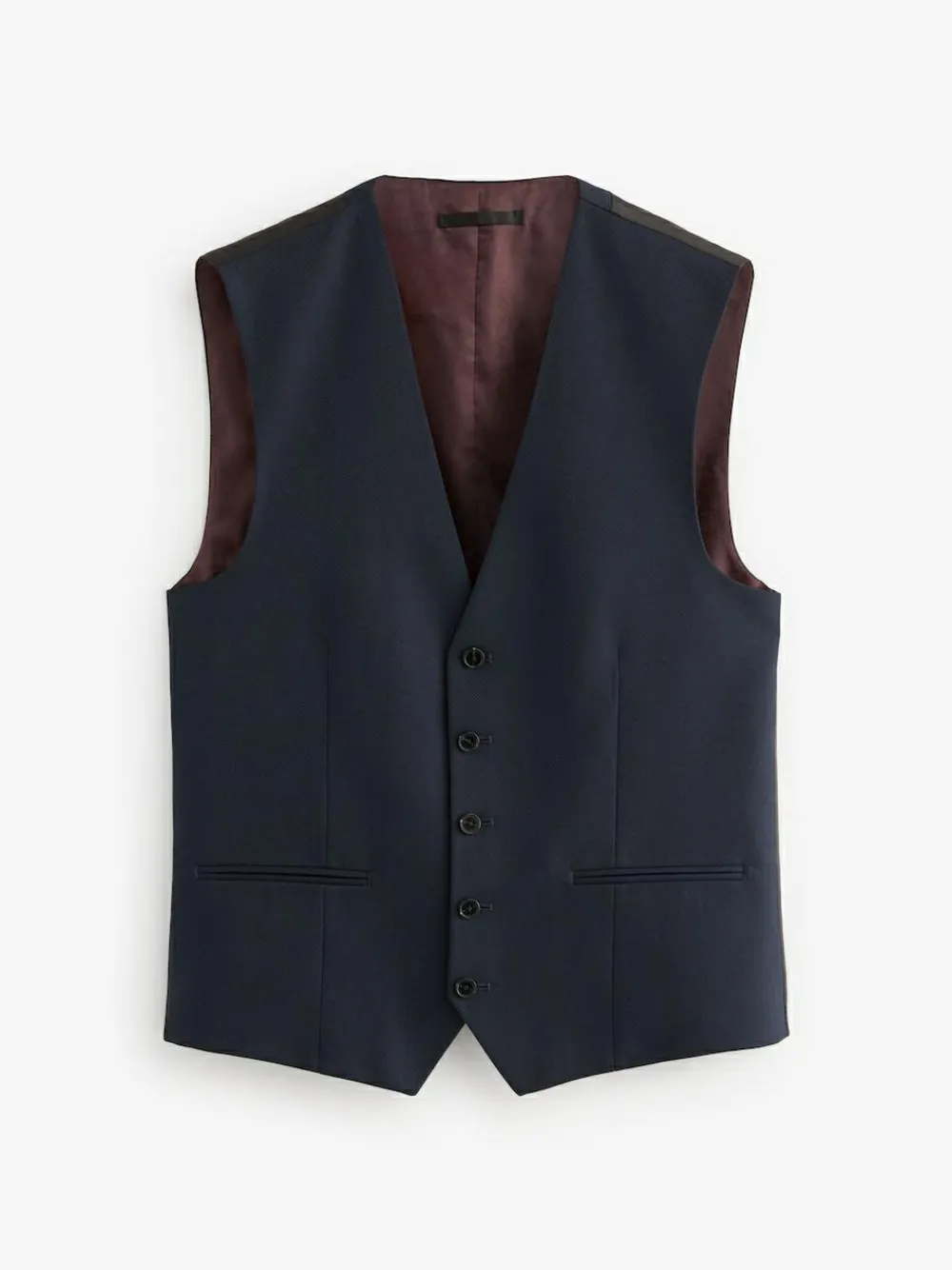 Next Navy Blue Textured Suit Waistcoat^ Vests
