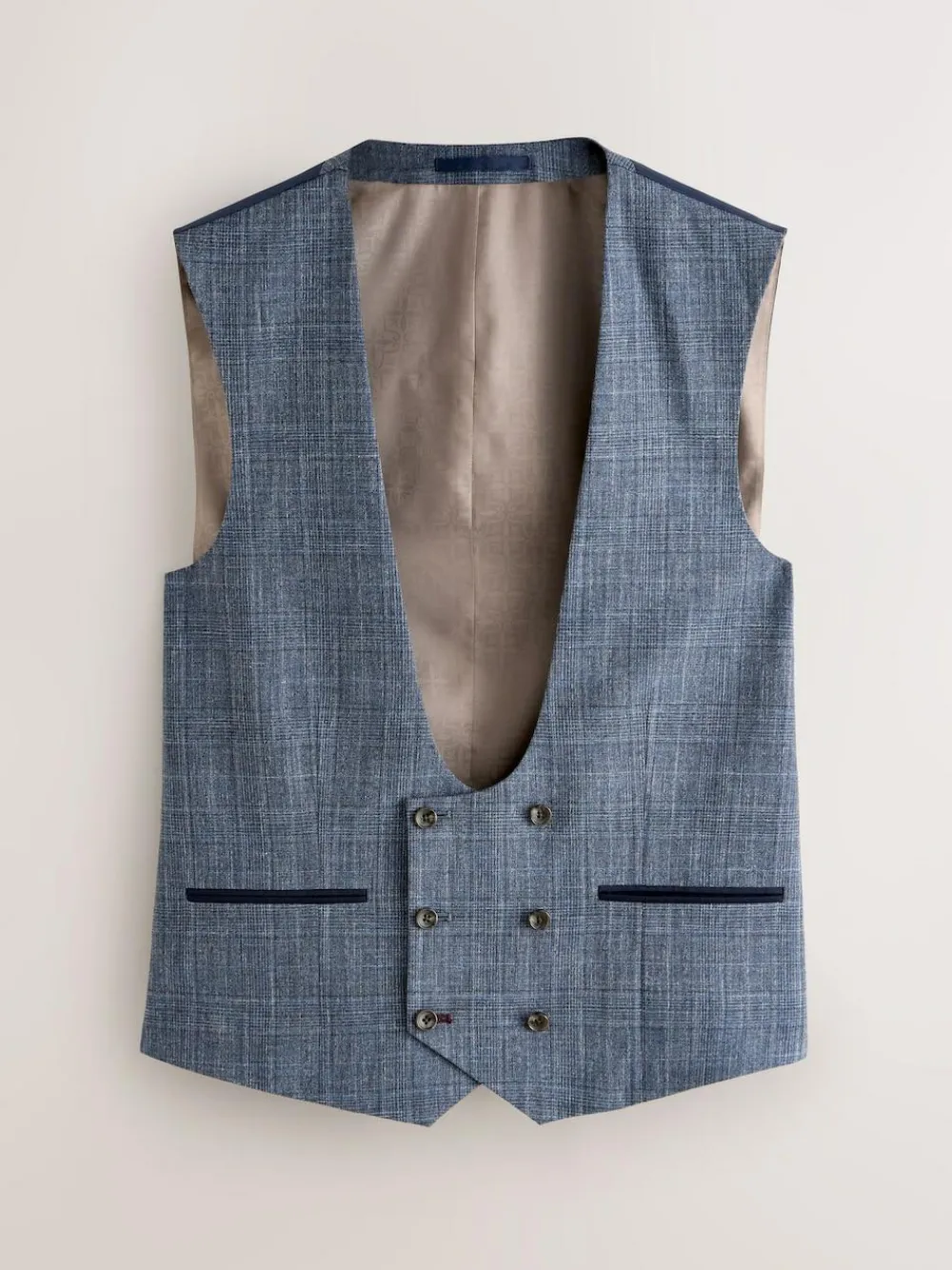 Next Trimmed Check Suit Waistcoat^ Vests