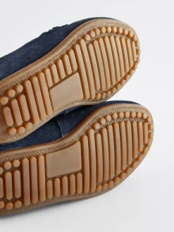 Best Next Wide Fit (G) Suede Slip-Ons Loafer Shoes Navy Blue