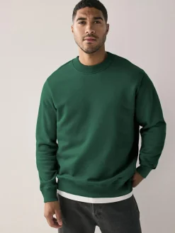 Clearance Next Cotton Rich Jersey Crew Sweatshirts 2 Pack Navy Blue/Green