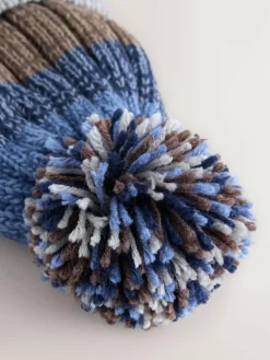 Best Next Navy Blue/Neutral Hat Gloves & Snood 3 Piece Set (3-16yrs)