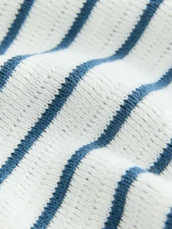 Discount Next Button Neck Knitted 100% Cotton Polo Shirt (3mths-7yrs) Navy Blue/White