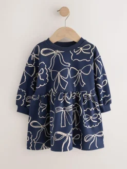 Next Navy Bow Sweat Dress (3mths-7yrs)