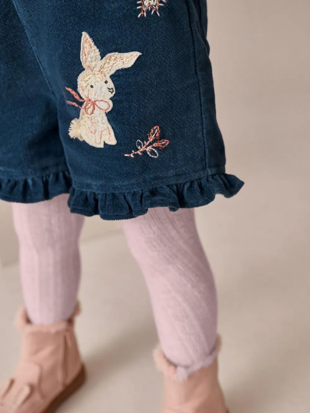 Outlet Next Navy Bunny Corduroy Dungarees Top and Tights Set (3mths-7yrs)