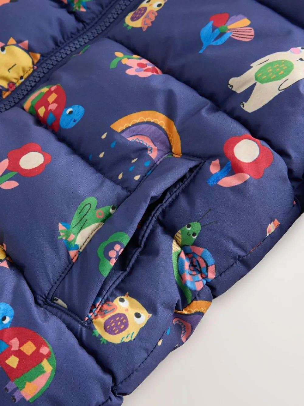Next Shower Resistant Fleece Lined Hooded Padded Coat (3mths-7yrs) Navy Character