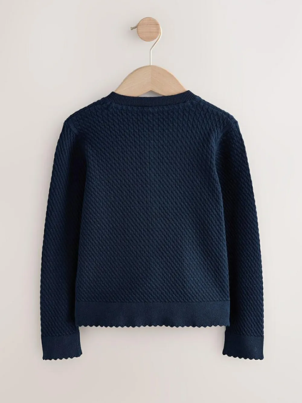 Outlet Next Cotton Rich Cable Knit School Cardigan (3-16yrs) Navy