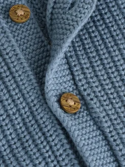 Next Navy Dinosaur Print Embroidered Baby Knitted Hooded Cardigan (0mths-2yrs)^BOY Knitwear|Knitwear