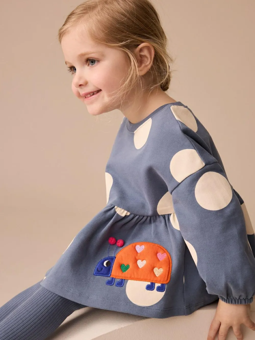 Next Navy Ladybird Long Sleeve Peplum Top and Leggings Set (3mths-7yrs)^ Baby Girls|Tops