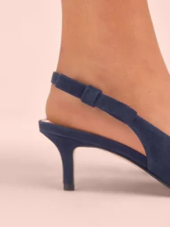 Outlet Next Tabitha Simmons x Dela Slingback Point Heels Navy Leather