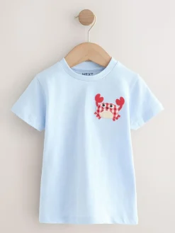 Best Next Short Sleeve Appliqué T-Shirts 3 Pack (3mths-7yrs) Navy Sea Animal