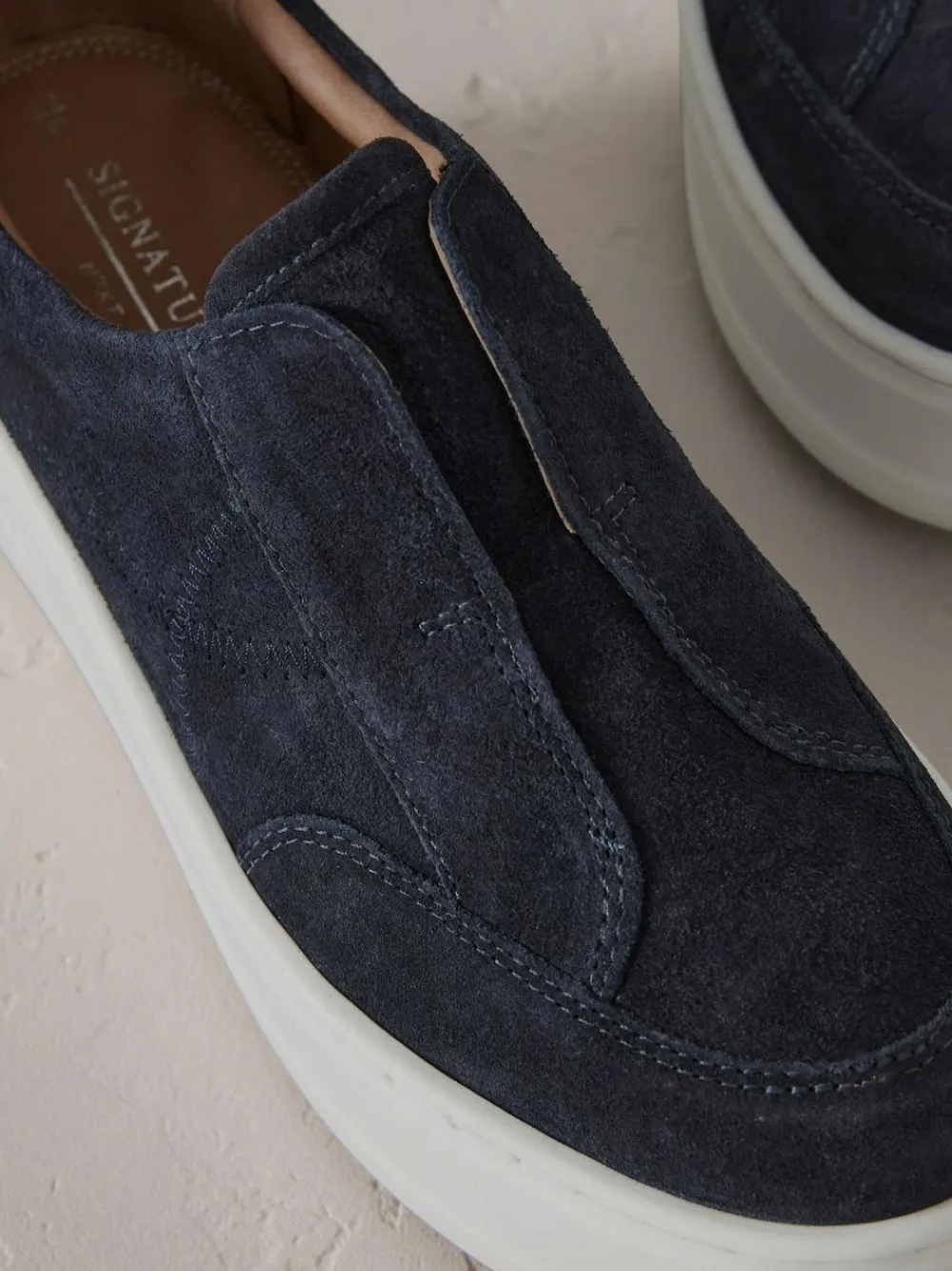 Next Slip On Signature Leather Chunky Wedge Platform Trainers^Women Sneakers