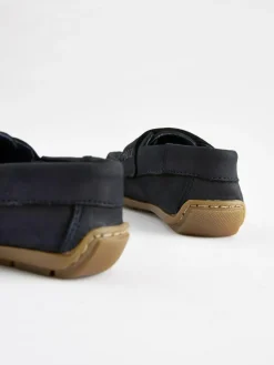 Next Standard Fit (F) Leather Penny Loafers with Touch and Close Fastening^ Shoes