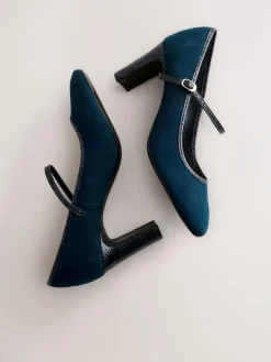 Next Standard Fit Round Toe Mary Jane Block Court Shoes^Women Wide Fit & Extra Wide Fit