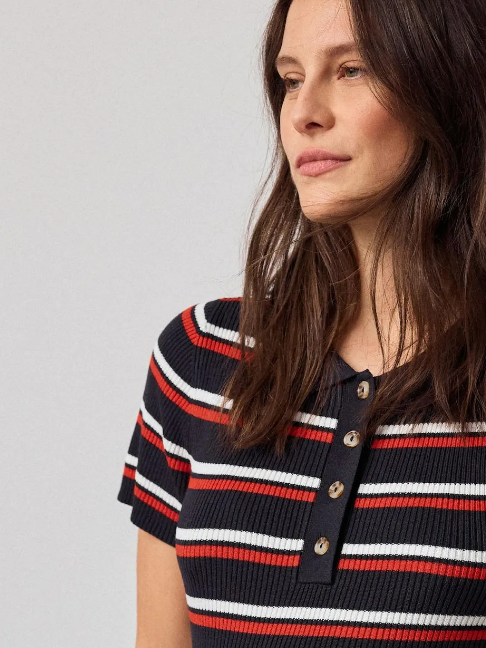 Next Navy Stripe Maternity Collared Knit Dress^Women Midi Dresses|Knitwear