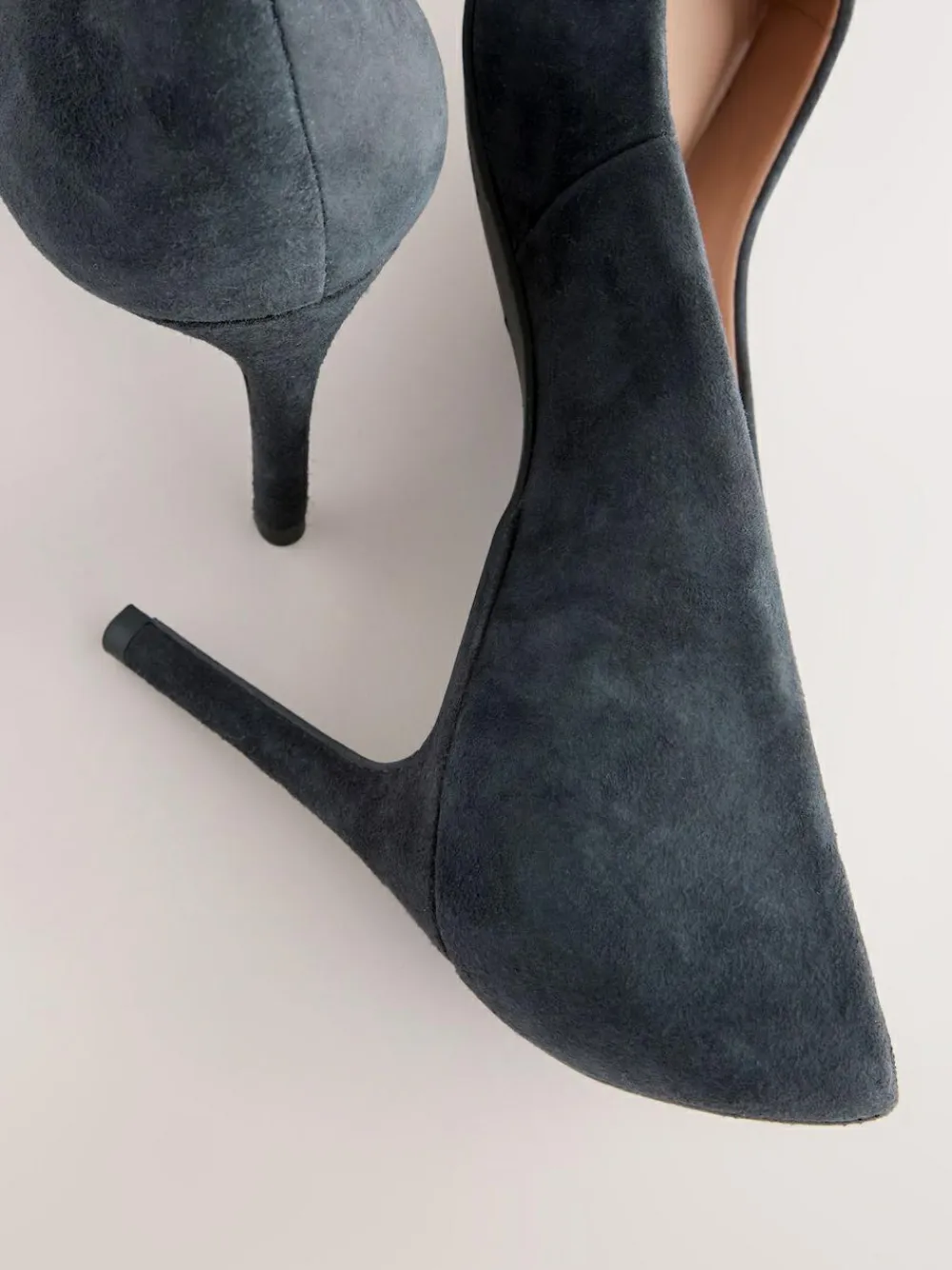 Next Navy Suede Standard/Wide Fit Leather Mid Court Shoes
