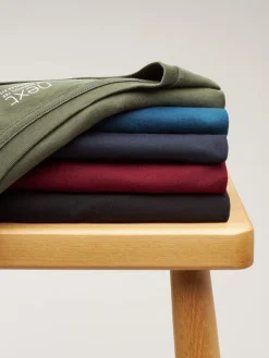 Next Navy/ Teal/ White/ Black/ Green/ Burgundy Regular Fit Essential Cotton T-Shirts 6 Pack^ Nightwear|Tops & T-Shirts
