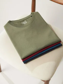 Next Navy/ Teal/ White/ Black/ Green/ Burgundy Regular Fit Essential Cotton T-Shirts 6 Pack^ Nightwear|Tops & T-Shirts