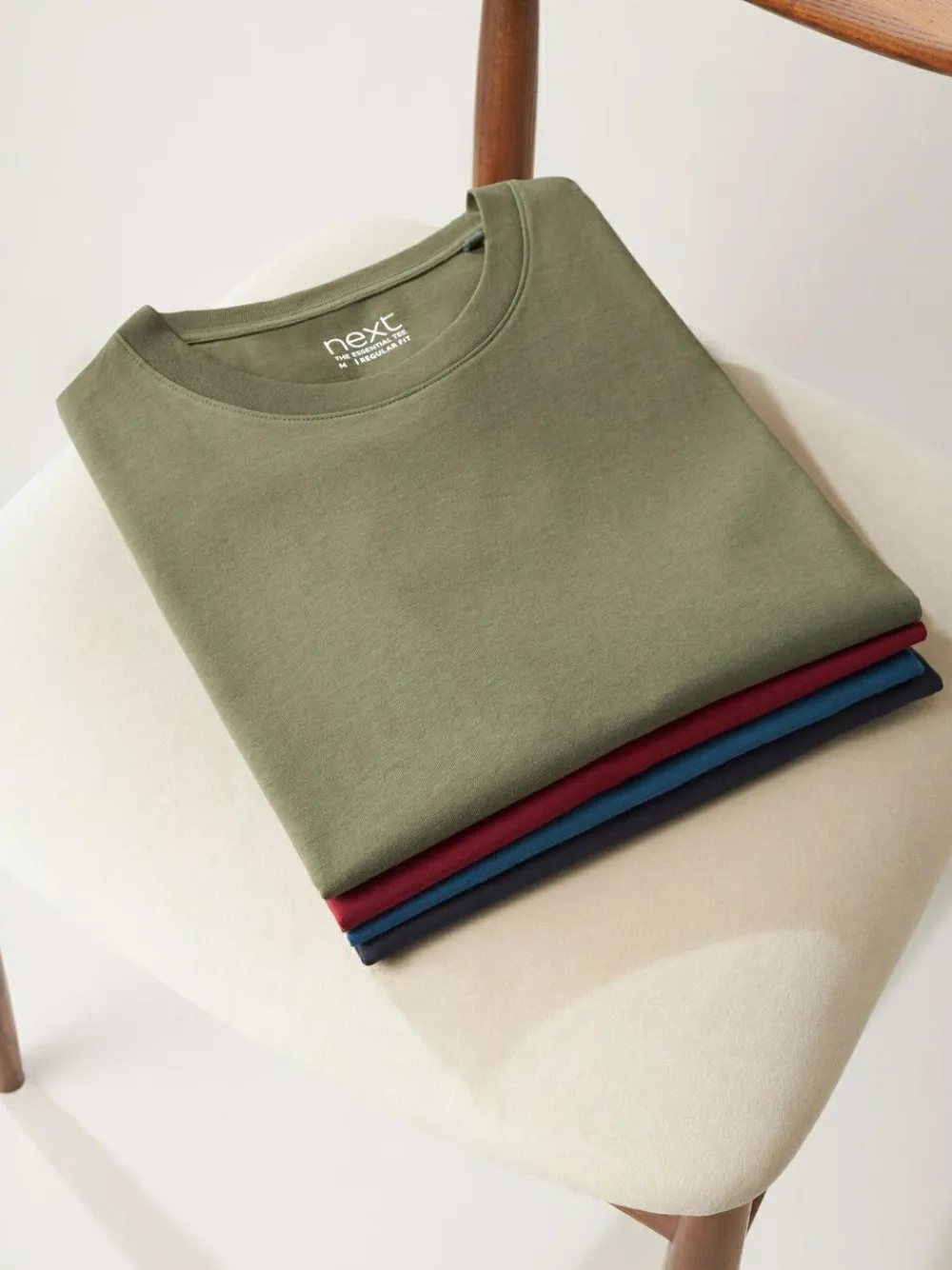 Next Navy/ Teal/ White/ Black/ Green/ Burgundy Regular Fit Essential Cotton T-Shirts 6 Pack^ Nightwear|Tops & T-Shirts