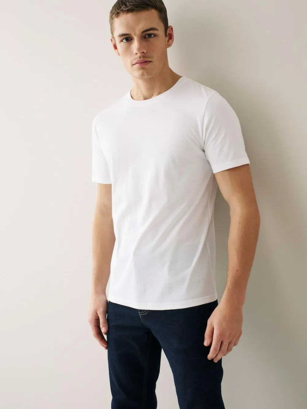 Next Navy/ Teal/ White/ Black/ Green/ Burgundy Regular Fit Essential Cotton T-Shirts 6 Pack^ Nightwear|Tops & T-Shirts