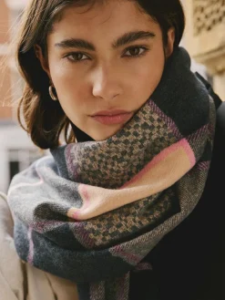 Outlet Next Navy Texture Check Midweight Scarf