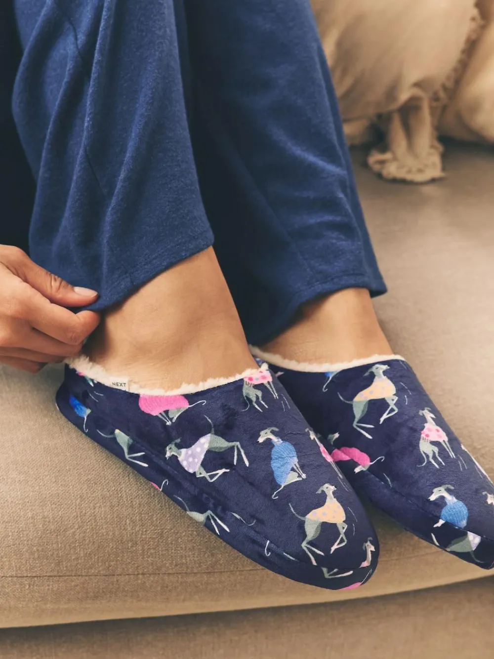 Clearance Next Navy Whippet Mule Slippers