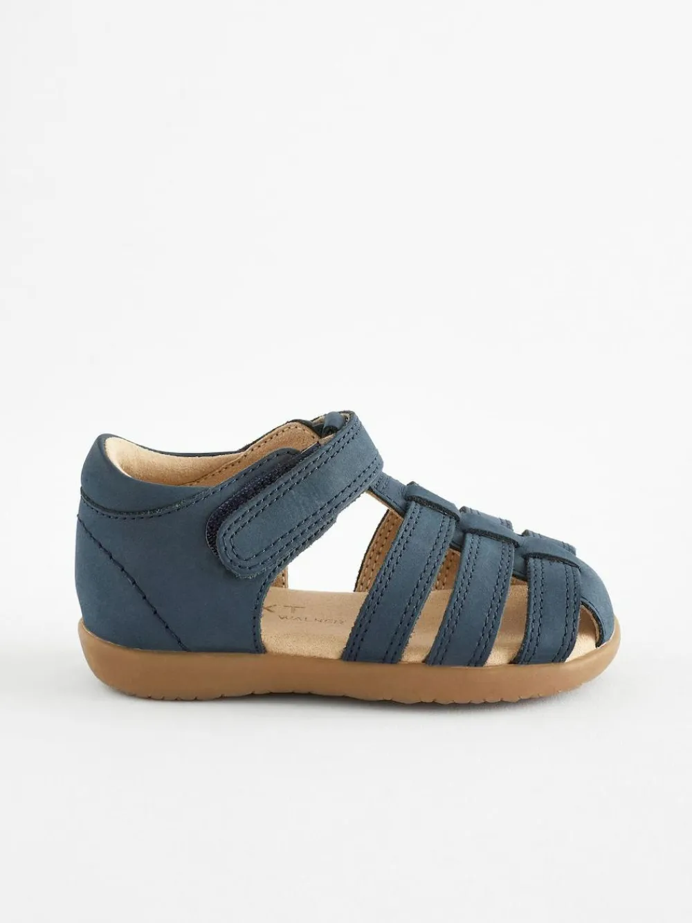 Discount Next Wide Fit (G) Baby Touch Fastening Leather First Walker Sandals Navy