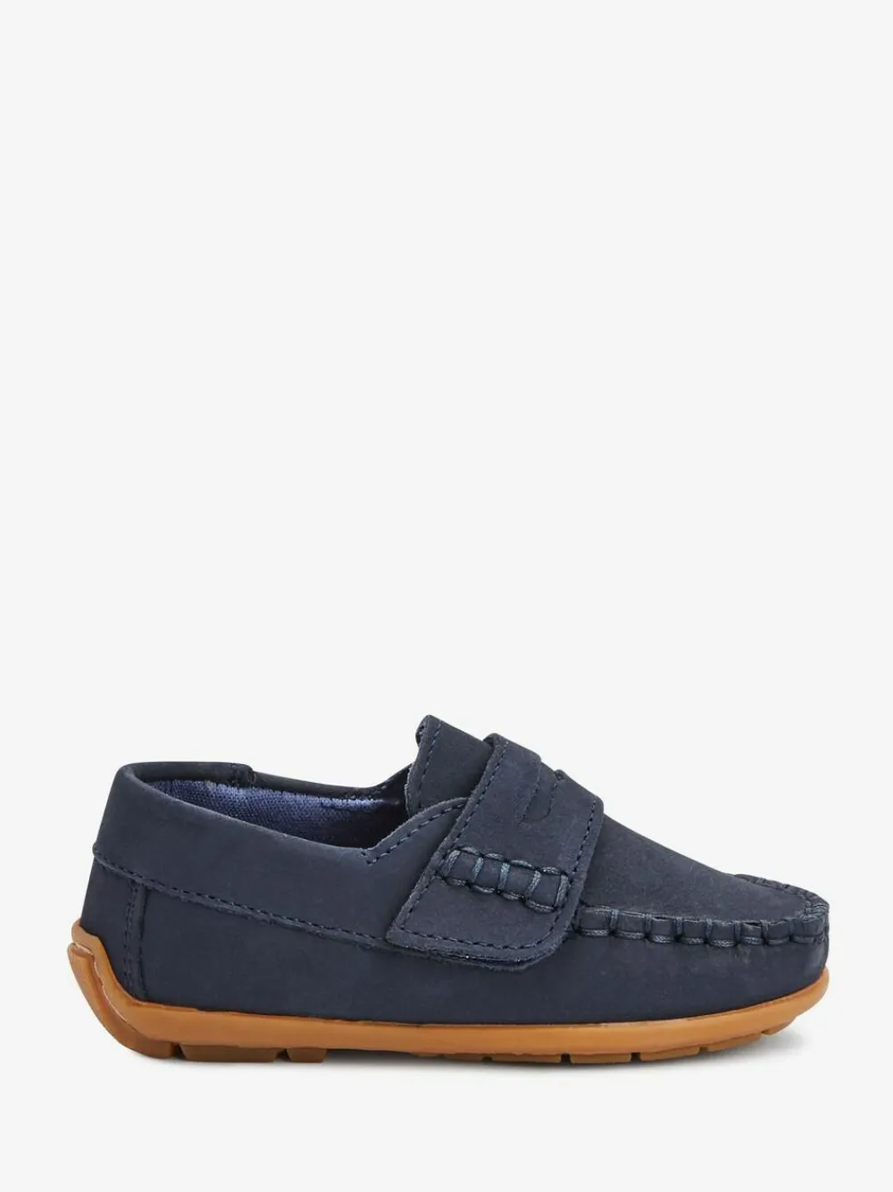 Next Wide Fit (G) Leather Penny Loafers with Touch and Close Fastening^ Shoes