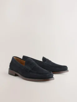 Outlet Next Wide Fit Suede Penny Loafers Navy