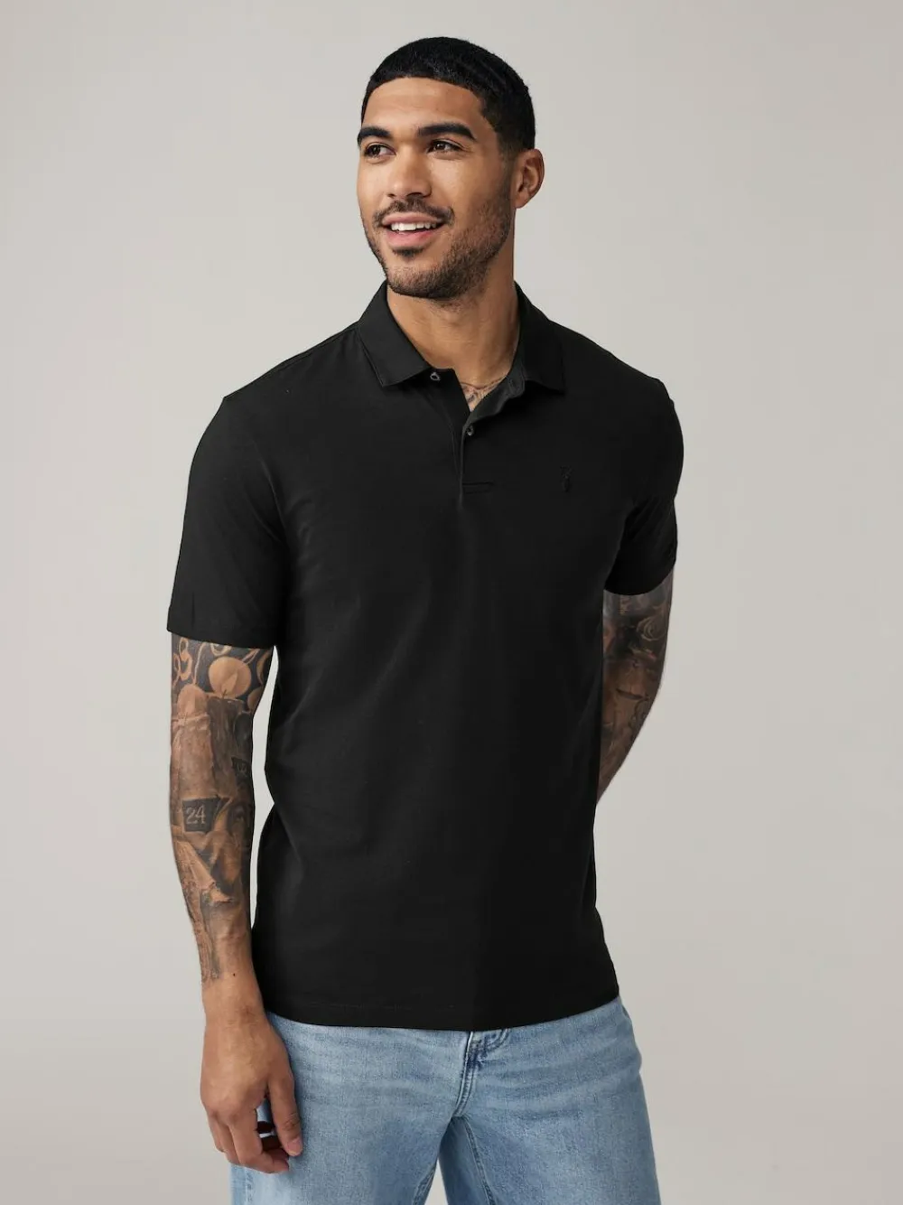 Discount Next Navy/Black/Grey/White/Sage Green Slim Fit Short Sleeve Jersey Polo Shirts 5 Pack