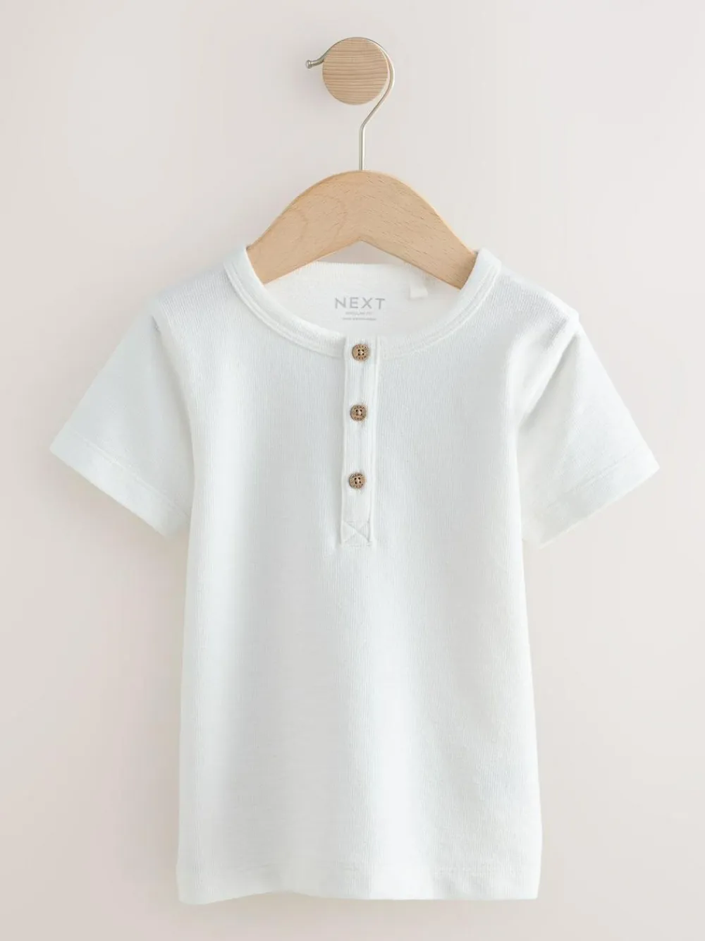 Best Next Navy/Blue/Stone Short Sleeve Henley Neck T-Shirts 3 Pack (3mths-7yrs)