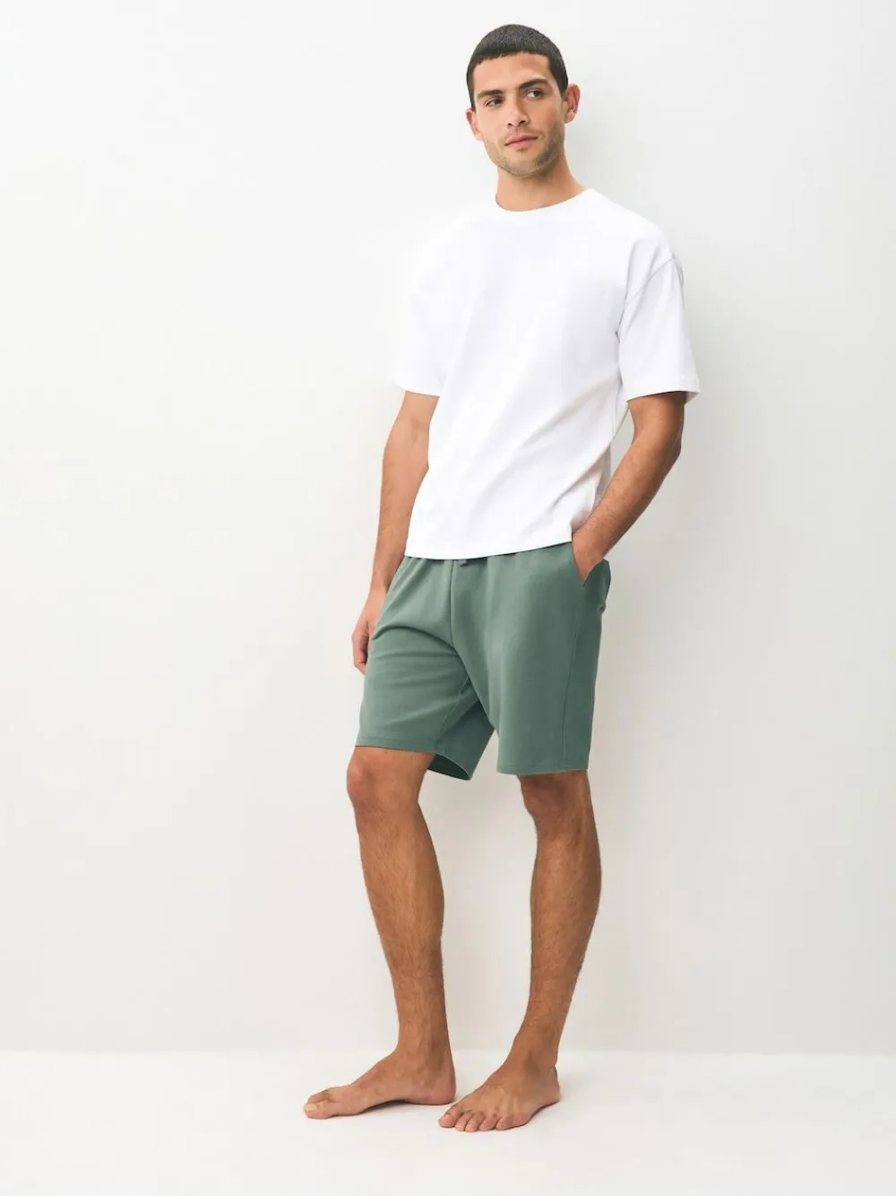 Clearance Next Loopback Soft Touch Shorts 3 Pack Navy/Green/Ice Grey