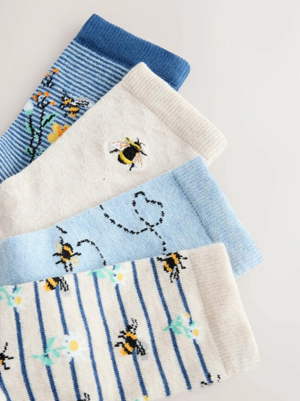 Clearance Next Ankle Socks 4 Pack Navy/Ochre Bee