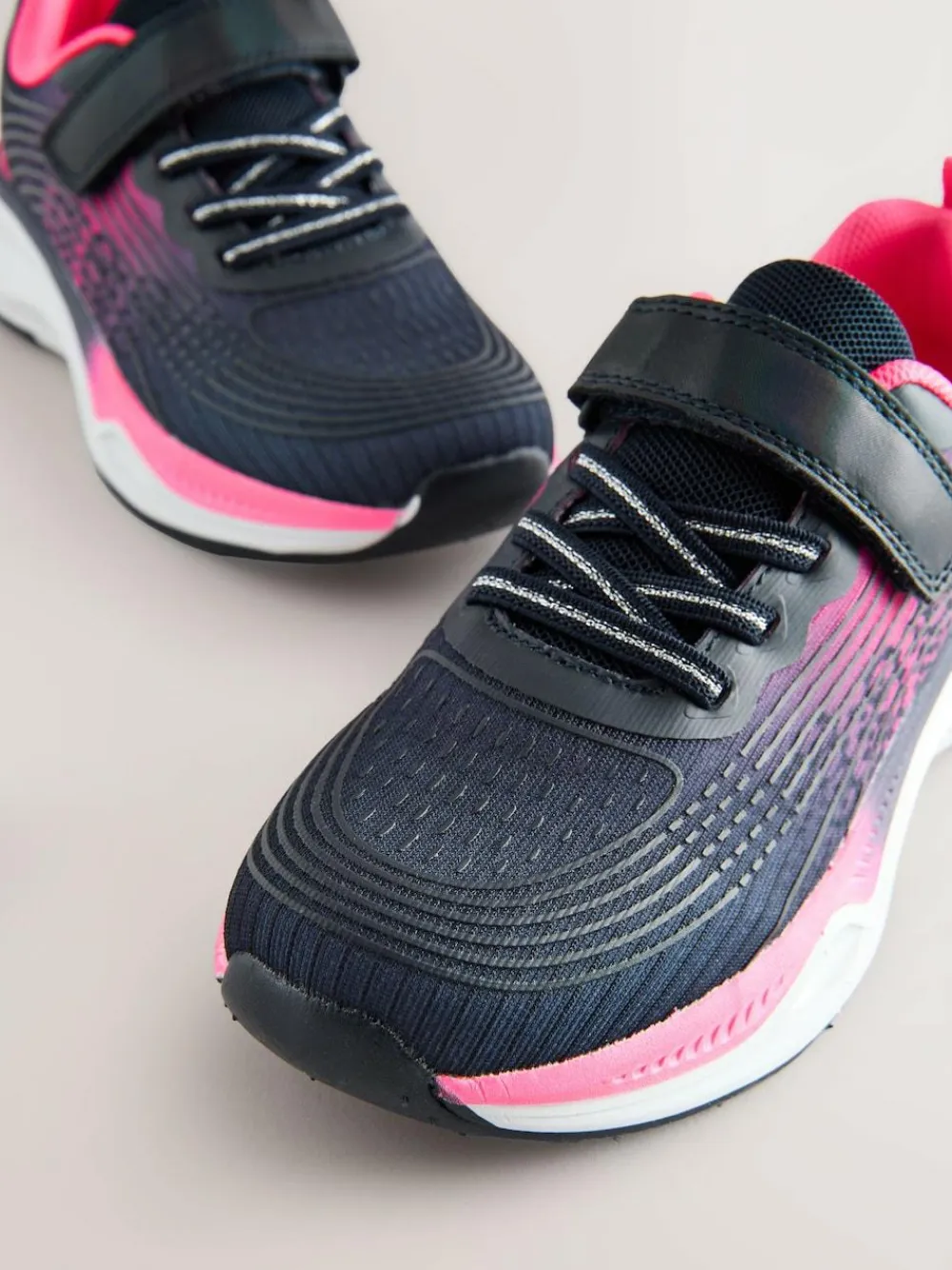 Discount Next Elastic Lace-Up Trainers Navy/Pink