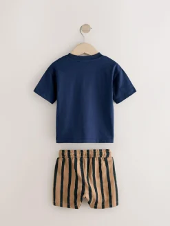 Next Short Sleeve T-Shirt & Shorts Set 2 Pack (3mths-7yrs) (3mths-7yrs)^BOY Shorts|Shorts