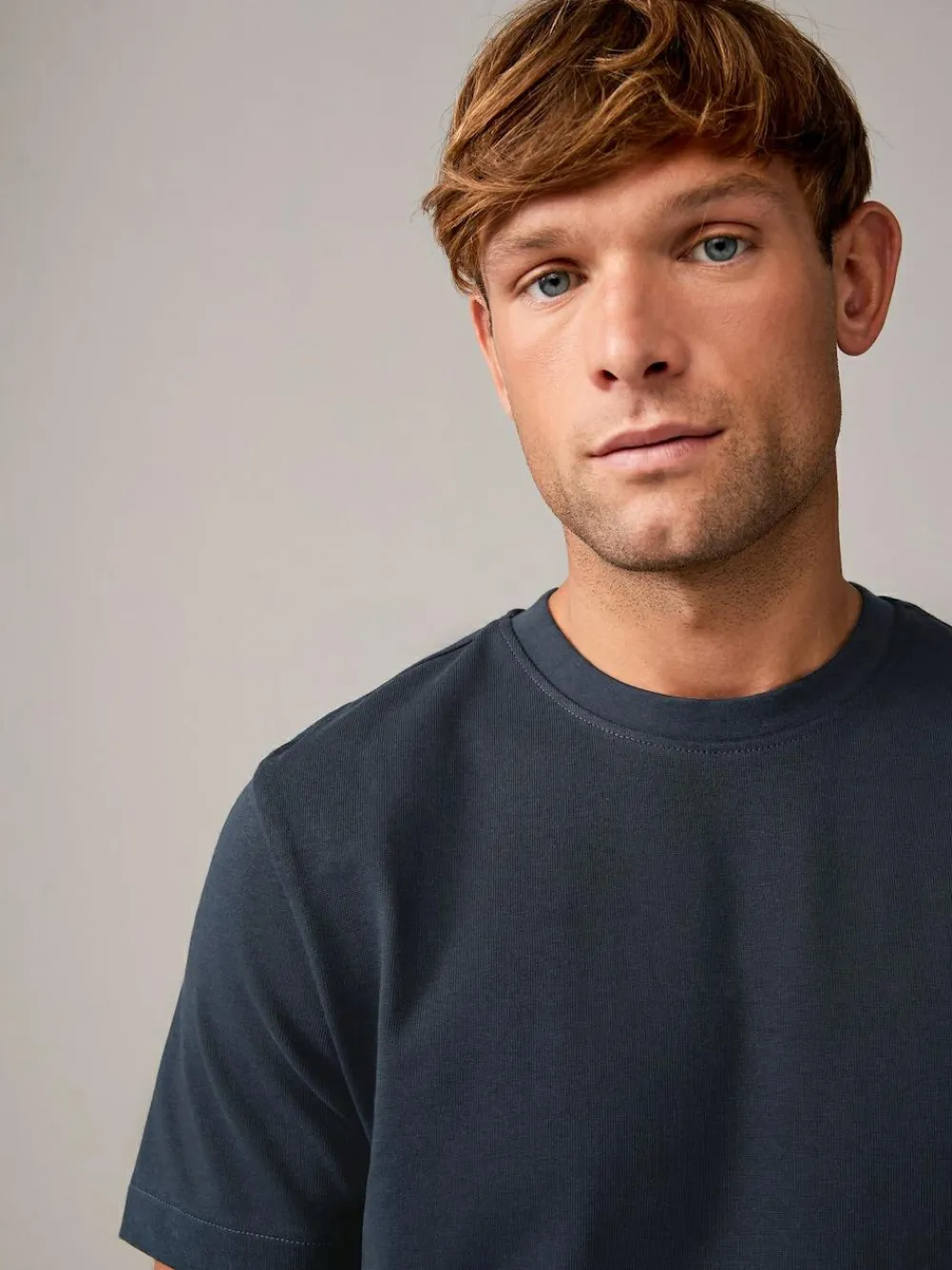 Next Navy/White/Stone Regular Fit Heavyweight T-Shirts 3 Pack^ Nightwear|Tops & T-Shirts